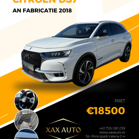 Masini in rate Timisoara | Masini rulate in rate cu avans 0% | Parc Auto Timisoara | XAX Auto Citroën DS7 Crossback Rivoli – 2.0 HDi 180 CP Automată – 2018